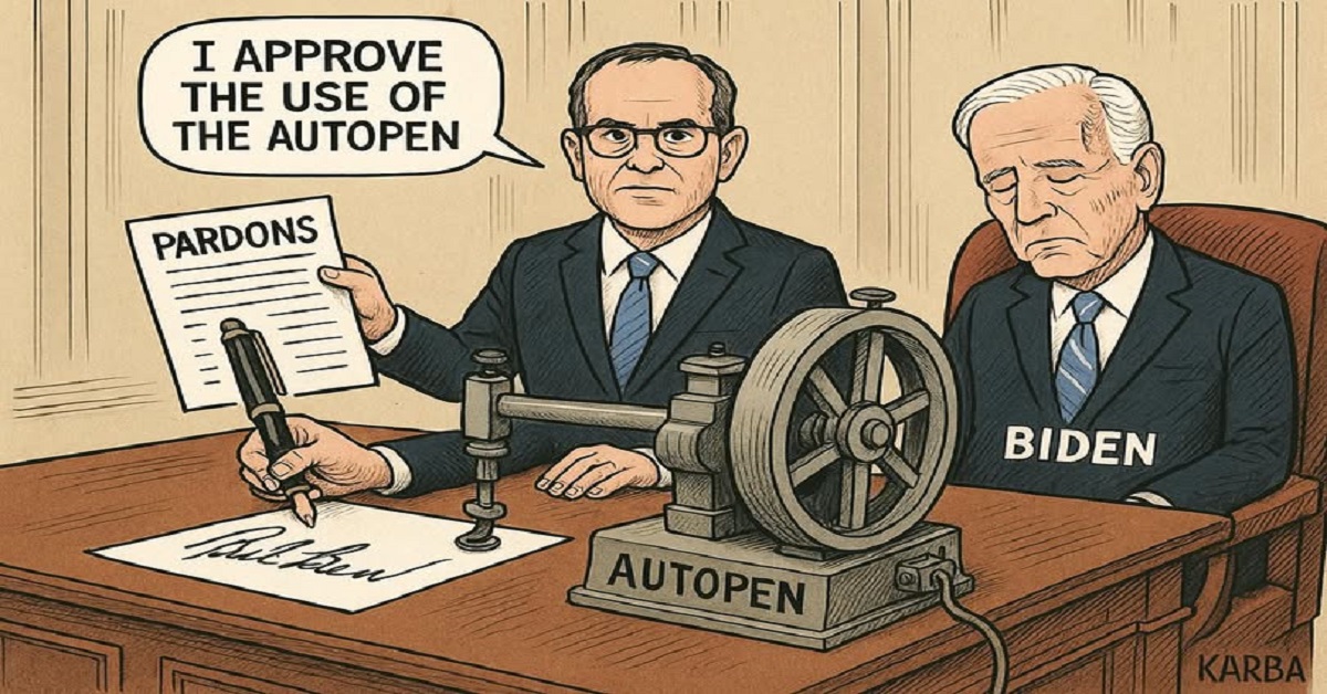 En la foto, una imagen de Ai alusiva a Biden y el autopen