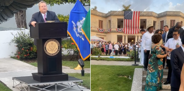 En la foto, actividad por el 4 de julio en la Residencia del embajador de EEUU en La Habana