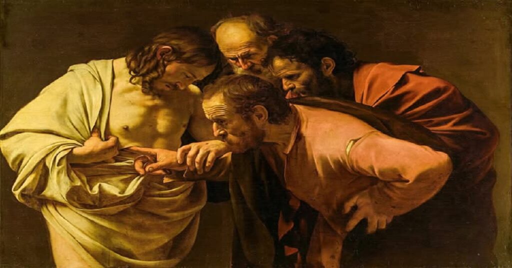 En la foto,el cuadro La incredulidad de Santo Tomás, de Caravaggio