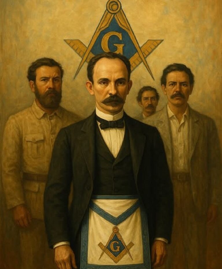 En la foto, una imagen hecha con Ai donde se ve a Martí ejerciendo de masón