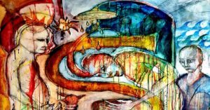 En la foto, una pintura del autor del texto