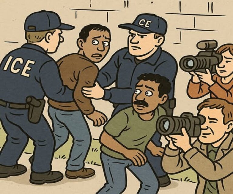 En la foto, una imagen con Ai de una redada del ICE