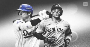 En la foto, Aaron Judge y Shohei Ohtani