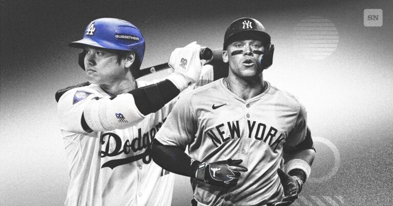 En la foto, Aaron Judge y Shohei Ohtani