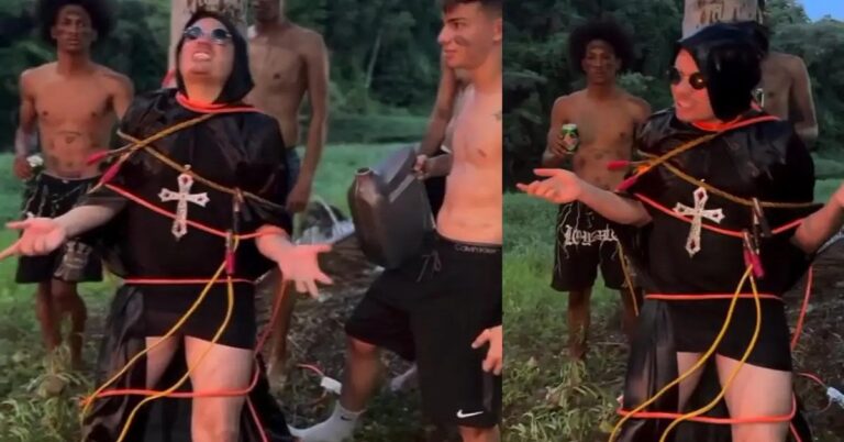 En la foto, Sandro Castro atado a un tronco para ser 'quemado'