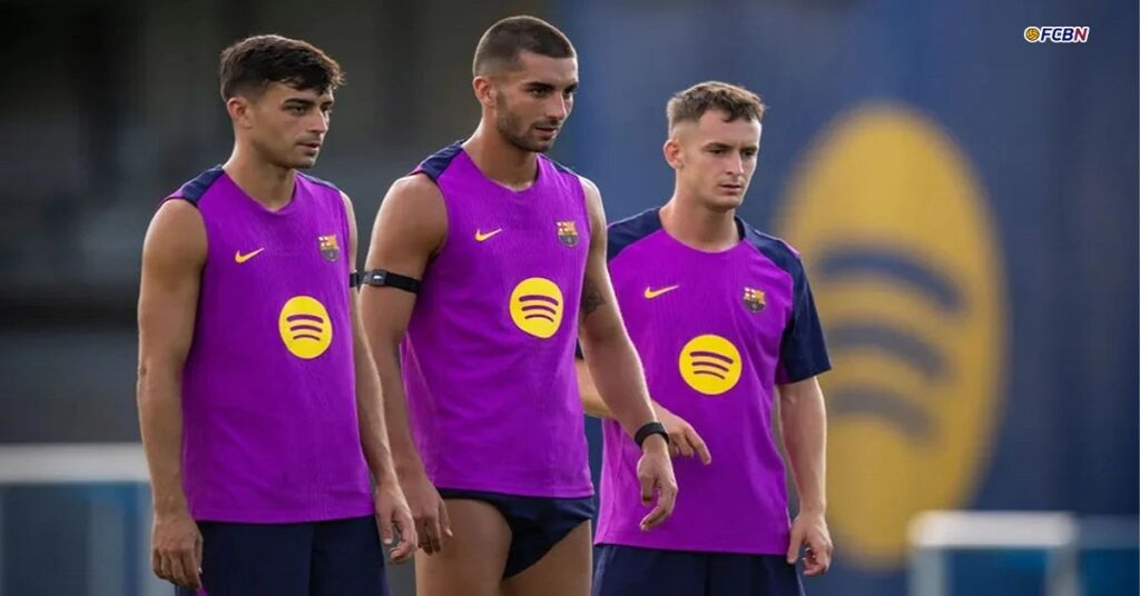 En la foto, jugadores del Barcelona en un entrenamiento
