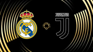 En la foto, cartel que anuncia el partido entre el Real Madrid y la Juventus