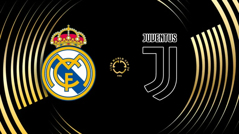 En la foto, cartel que anuncia el partido entre el Real Madrid y la Juventus