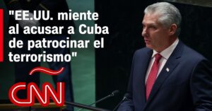 En la foto, el presidente de Cuba y una de sus acusaciones a Estados Unidos