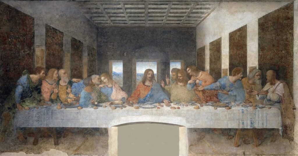 En la foto, la pintura de Leonardo Da Vinci La ültima cena