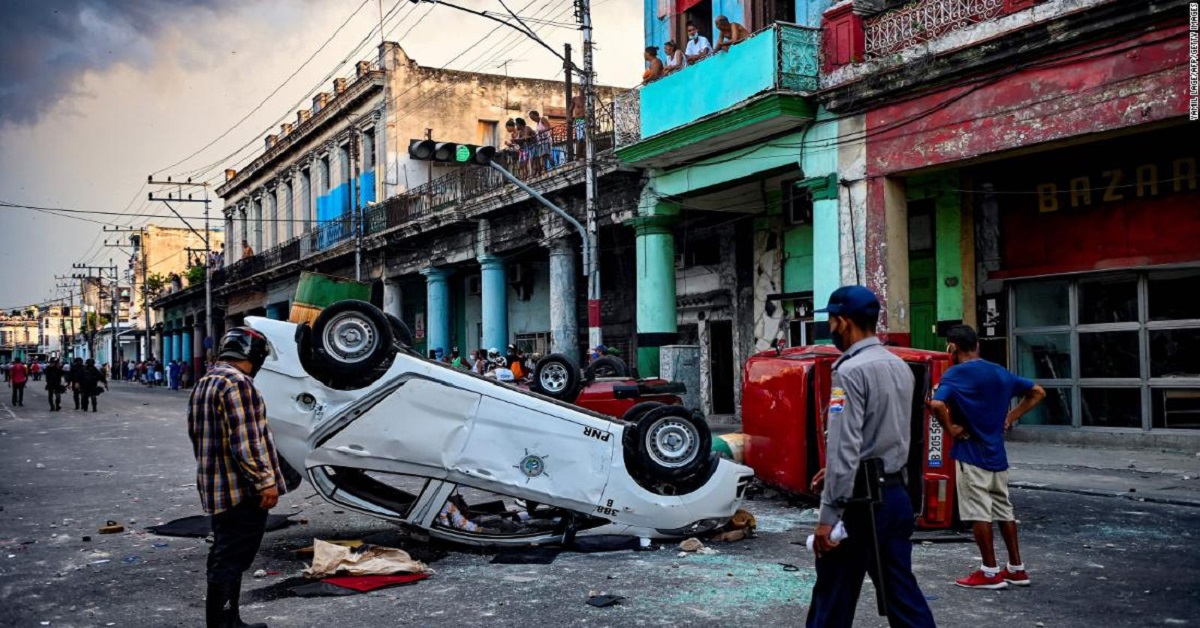 En la foto, protestas del 11 de julio de 2021 en Cuba