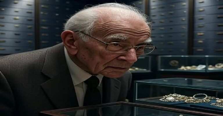 En la foto, una imagen con AI de un hombre en una vidriera con diamantes