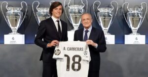 En la foto, Carreras y Florentino durante la presentación del jugador en el Real Madrid