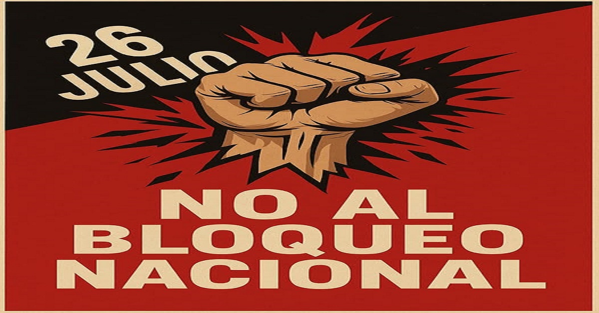 En la foto, un letrero alusivo al bloqueo intrno