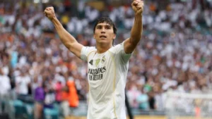 En la foto, el goleador del Real Madrid Honzalo García