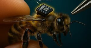 En la foto, una abeja con un chip