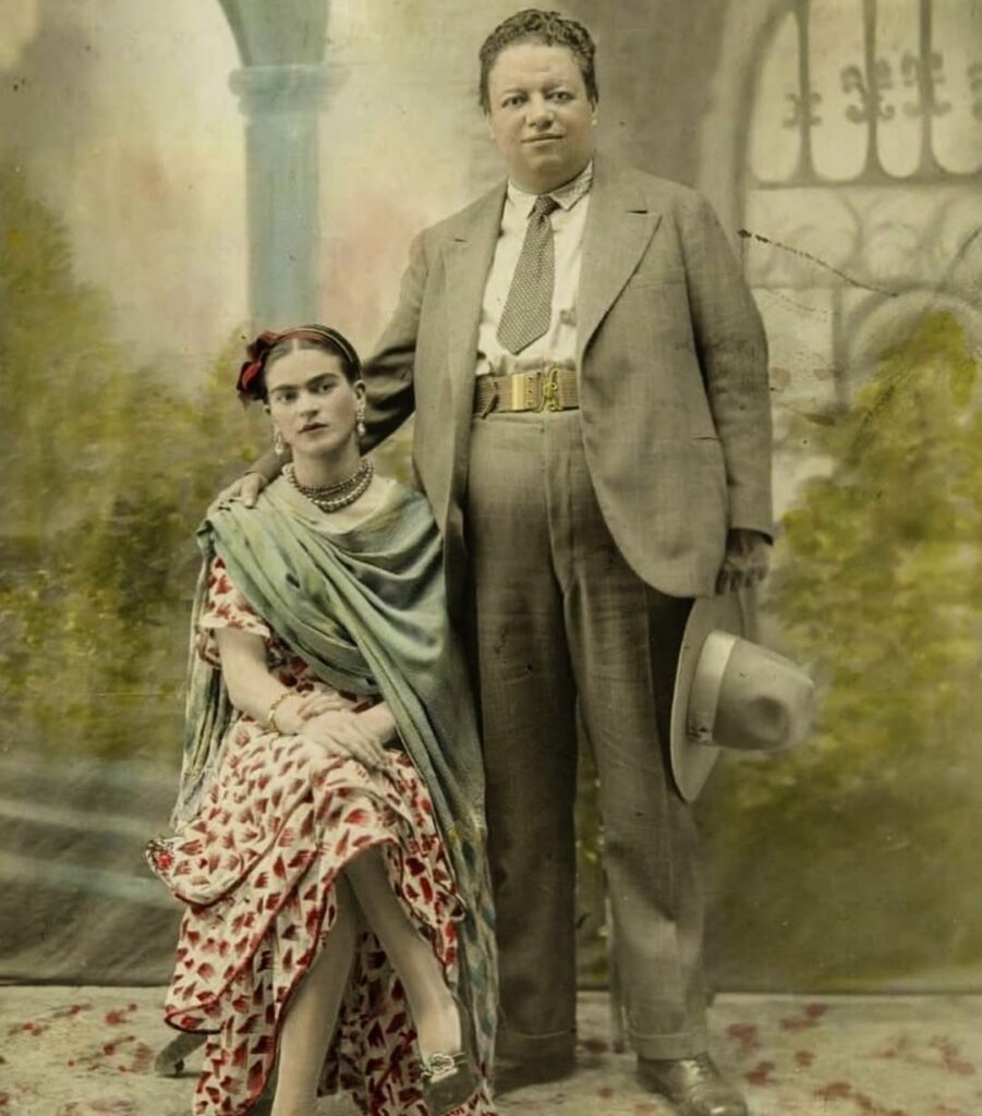 En la foto, Frida y Diego el día de su boda