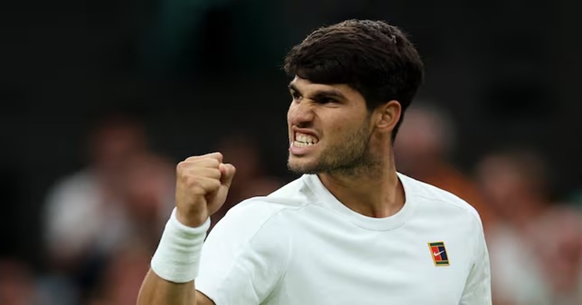 En la foto, Alcaraz celebra un punto ante el ruso Rublev