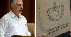 En la foto, el impuesto presidente de Cuba y una Constitución