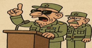 En la foto, dibujo de dos militares