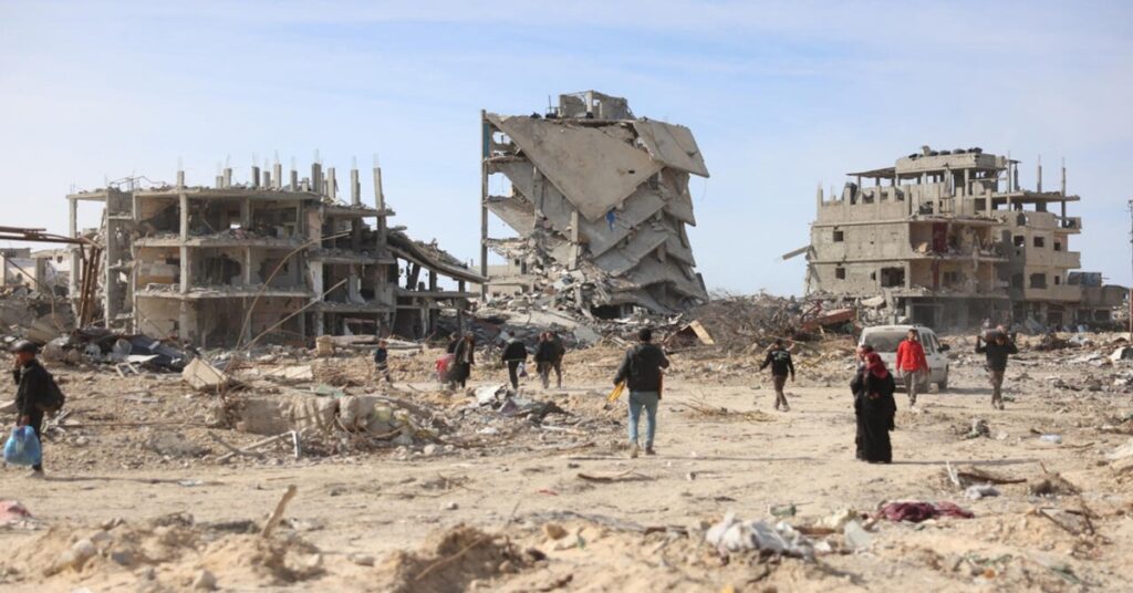 En la foto, un suburbio destrido en la Franja de Gaza