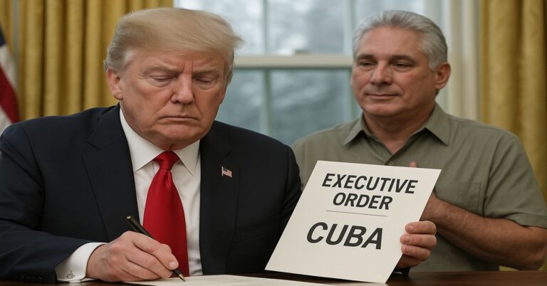 En la foto, una imagen con AI en la que aparecen Trump y Díaz-Canel