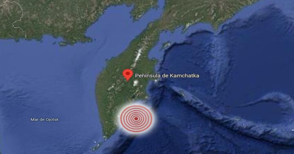 En la foto, mapa que muesta el sismo en el Pácífico ruso