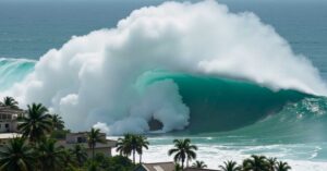 En la foto, un tsunami