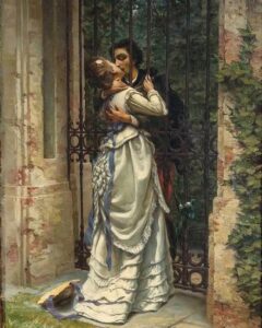 En la foto, la pintura El Beso