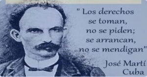 En la foto, una imagen de Martí y un pensamiento martiano