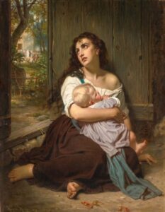 En la foto, la pintura El Abandonado" de Hugues Merle