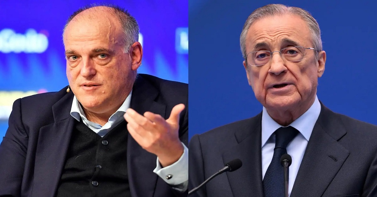 En la foto, Javier Tebas y Florentino Pérez, presidentes de La Liga y el Real Madrid, por ese orden
