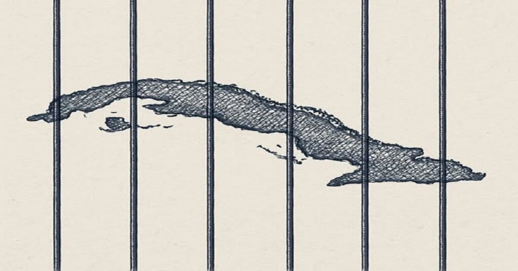 En la foto, una imagen de Cuba tras unas rejas