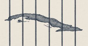 En la foto, una imagen de Cuba tras unas rejas