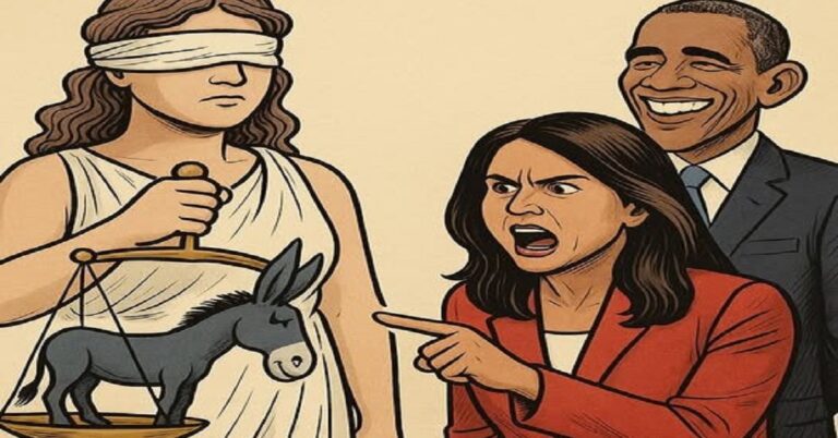 En la foto, una imagen con AI sobre la parcialidad de la Justicia en EEUU