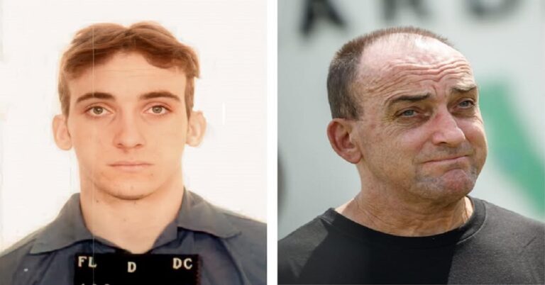 En la foto, Robert DuBoise al entrar en la cárcel, y al salir