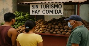 En la foto, una imagen con Ai de un sitio de venta de productos del agro en Cuba
