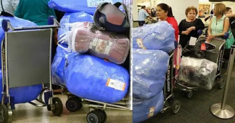 En la foto, cubanos en un aeropuerto