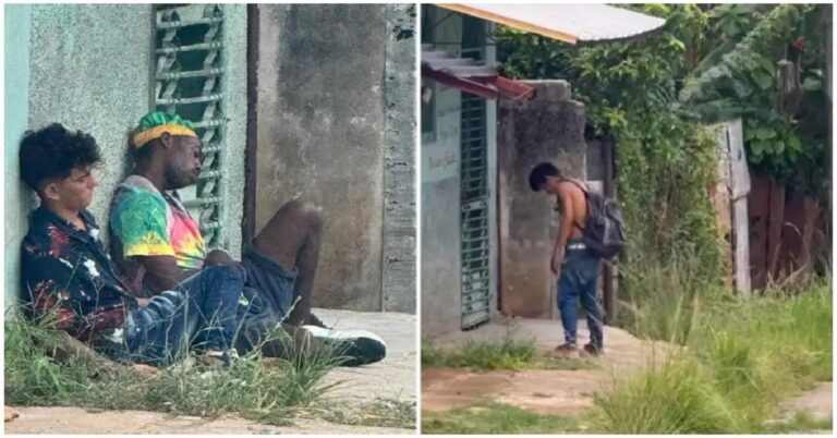 En la foto, jóvenes drogados con el "químico" en Cuba