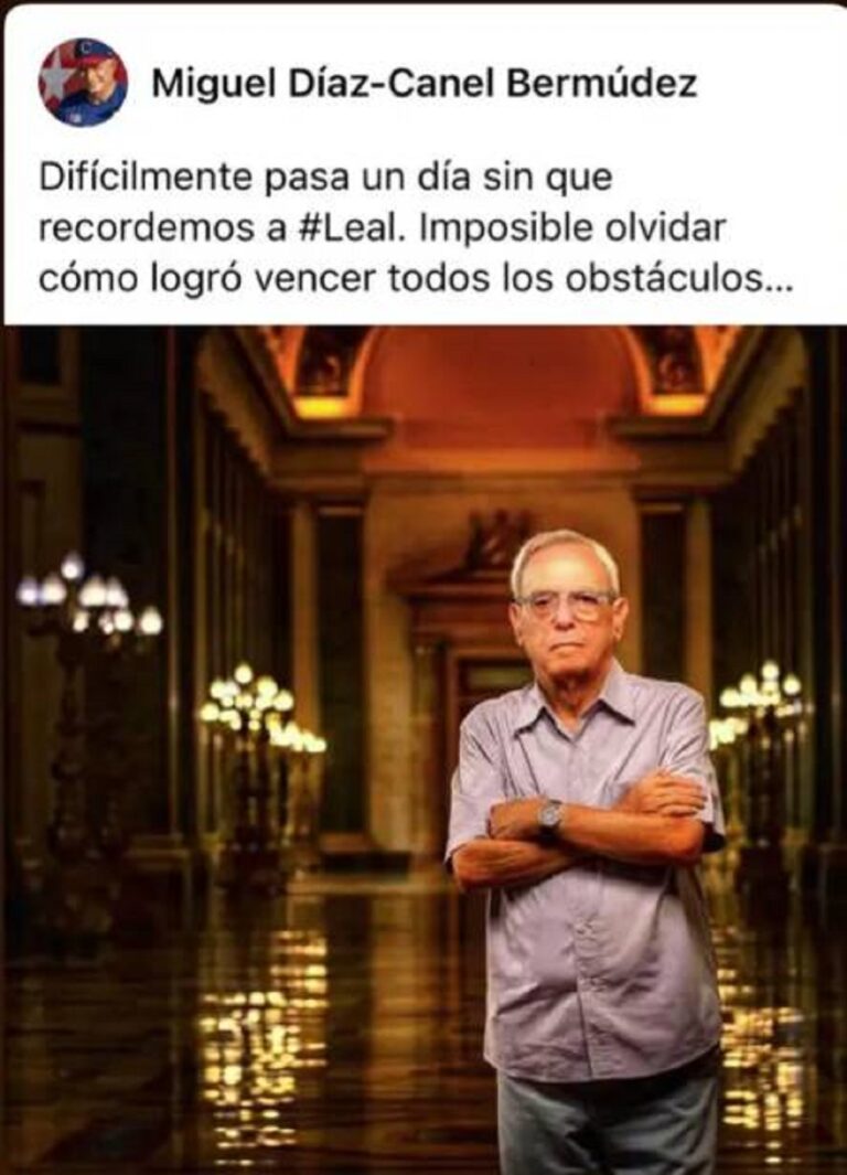 En la foto, Eusebio Leal, con un mensaje dedicado por Díaz-Canel