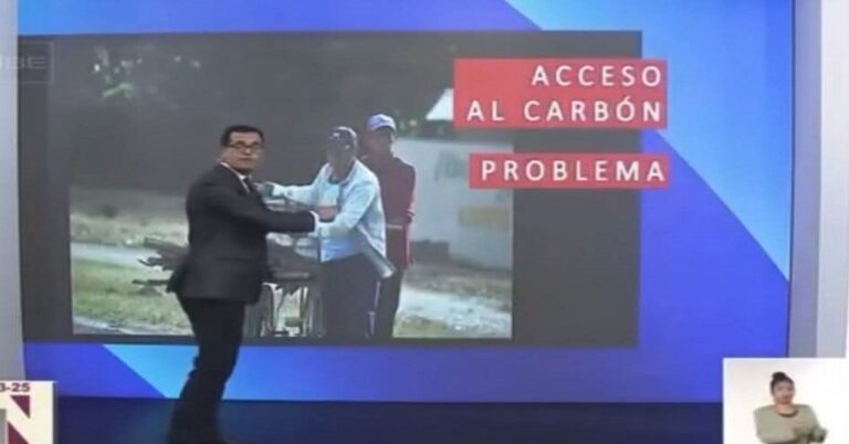 En la foto, Abdiel Bermúdez explica la escasez de carbón