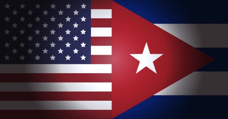 En la foto, banderas de EEUU y Cuba