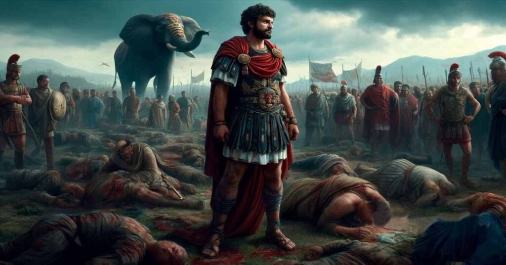 En la foto, una imagen de AI de la batalla ganada ganada por Pirro