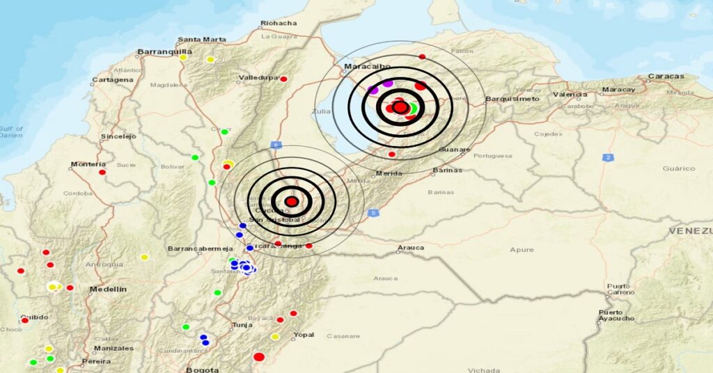 En la foto, localización de los sosmos en Venezuela