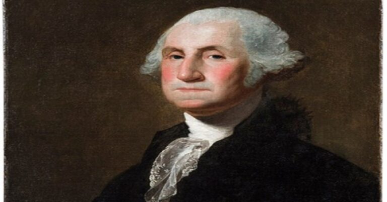 En la foto, un dibujo de George Washington