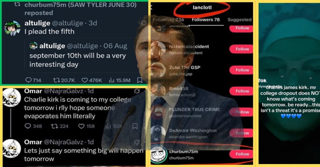 El asesinato de Charlie Kirk ya estaba siendo anunciado en redes sociales 5 En la foto, publicaciones en redes sociales
