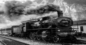 En la foto, una locomotora de vapor