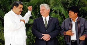 En la foto, Nicolás Maduro, Miguel Díaz-Canel y Evo Morales