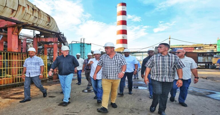 En la foto, Díaz-Canel recorre la termoeléctrica del Este de La Habana