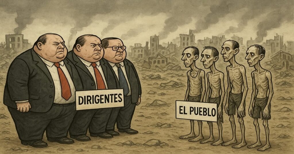 La Cuba de hoy, un campo minado 7 En la foto, una imagen con AI que muestra las diferencias entre dirigentes y pueblo en Cuba